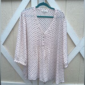 Women’s Heart Polka Dot Blouse, Size 3X
